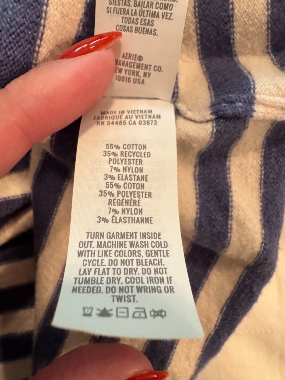 Aerie Blue Cream Striped Oversized Boat Neck Sweater Top M - Picture 12 of 13